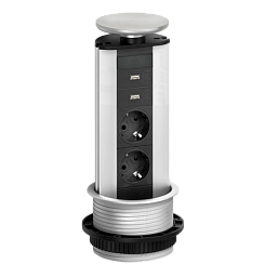 EVOline  Port (2 эл.роз. + 2 *USB Charger) кабель 3м
