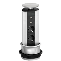 EVOline  Port (2 эл.роз. + 2 *USB Charger) кабель 3м