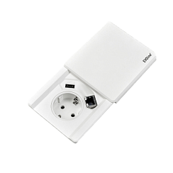 Square 80 без QI (1*VDE + USB Charger + 1RJ45 вытаск.),  кабель 3 м