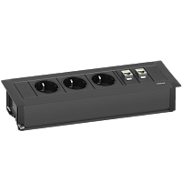 EVOline Frame Dock (3 эл. роз + 2 RJ45 Cat.6), кабель 3м с вилкой, вывод провода снизу