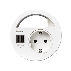 EVOline Circle80 ( 1 эл.роз.+ 2*USB Charger + разъем для вывода проводов), кабель 3 м