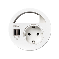 EVOline Circle80 ( 1 эл.роз.+ 2*USB Charger + разъем для вывода проводов), кабель 3 м