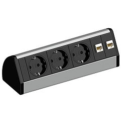 EVOline Dock DESK (3  эл. роз. + 2* RJ45), кабель 3 м, вывод провода снизу