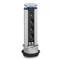 EVOline  Port (3 эл.роз. + 2* RJ45) кабель 3м,с ночной подсветкой