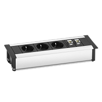 EVOline Frame Dock (3 эл. роз + 2 RJ45 Cat.6), кабель 3м с вилкой, вывод провода снизу