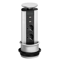 EVOline  Port (2 эл.роз. + 2 *USB Charger) кабель 3м