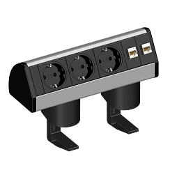 EVOline Dock DESK (3  эл. роз. + 2* RJ45), кабель 3 м, вывод провода снизу