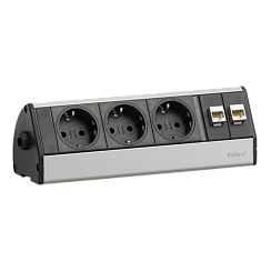 EVOline Dock DESK (3  эл. роз. + 2* RJ45), кабель 3 м, вывод провода сбоку