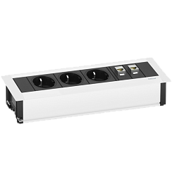 EVOline Frame Dock (3 эл. роз + 2 RJ45 Cat.6), кабель 3м с вилкой, вывод провода снизу